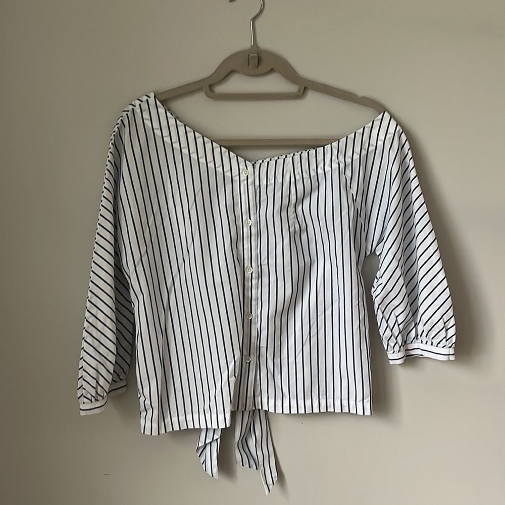 Frame asymmetrical button down shirt